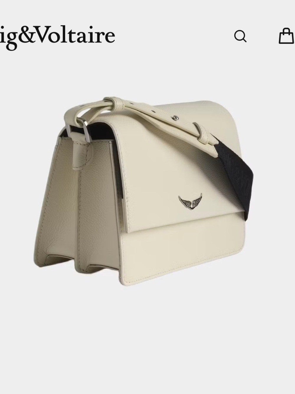 Zadig & Voltaire Cream Leather Messenger with Black Branded Strap